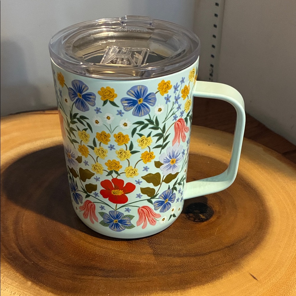 Corkcicle Floral Mug with Clear Lid